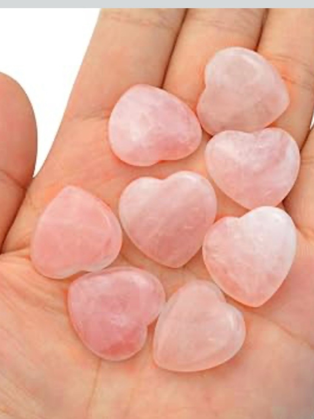 Rose Quartz Heart Palm Stones - Soft Pink Crystal Hearts